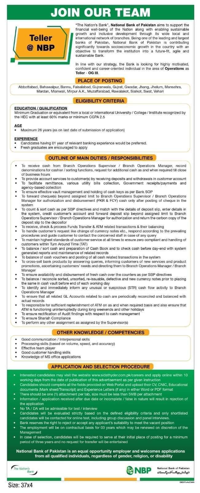 National Bank of Pakistan Latest jobs 2024